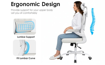 Ergonomic Office Chair, Desk Chair with Headrest and Lumbar Support, High Back Swivel Home Office Chair