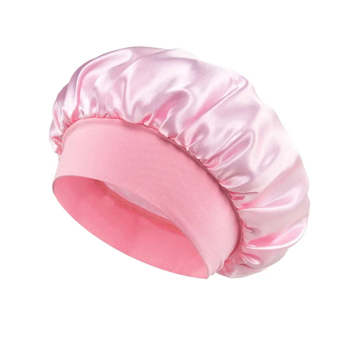 Satin Bonnet Hair Bonnet for Sleeping Hair Care Silk Bonnets Solid Wide-brimmed Sleeping Hat with Elastic Soft Band