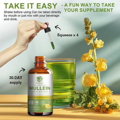 Drops Suitable For Lung Detoxification And Cleansing, Vegetarian Mullein Leaf Extract For Respiration, Immunity