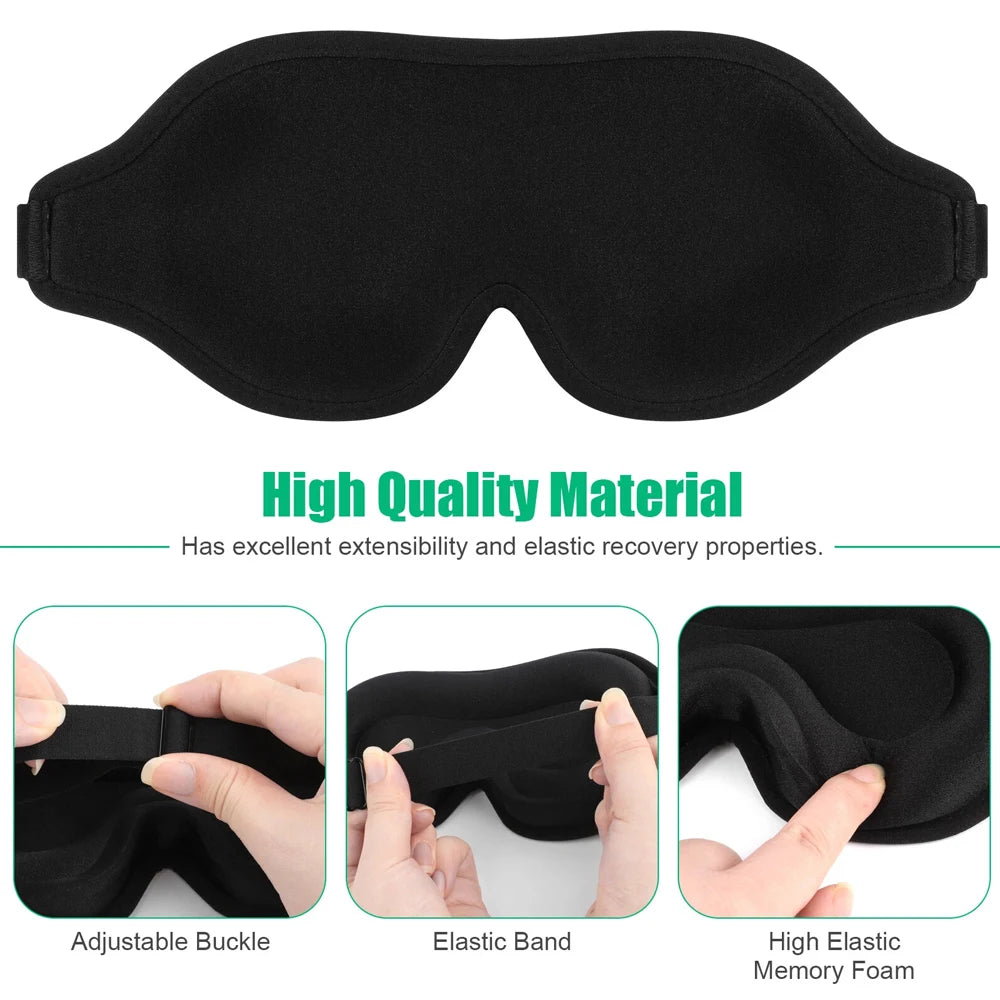 3D Travel Silk Eye Sleep Mask Soft Thick Sleeping Shade Cover Block Out Light Pressure Sensation Rest Relax Aid Adjustable Mask