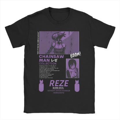 Chainsaw Man Reze T-Shirts Men Women Anime Manga Funny 100% Cotton Tee Shirt O Neck Short Sleeve T Shirts Party Clothes