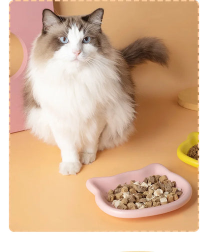 4-Color Pet Bowl Cat Food Dish Canned Snack Frozen Meal Plate for Dwarf Cats Premium Anti-Black-Nose Pet Dish Home Use Pet Bowl.