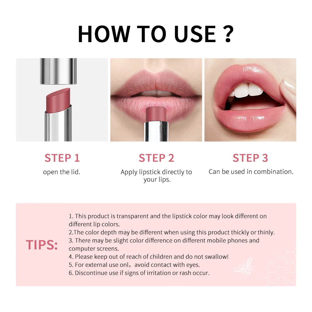 Lipstick Lip Balm Natural Color Creamy Texture Long Lasting Moisturizing  Nourishing Lip Care Gloss Cosmetic