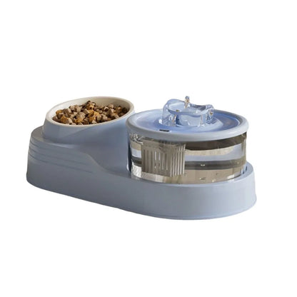 USB Charging 2-in-1 Pets Water Fountain Auto Filter Mute Cat Small Dog Drinker Bowl Large Capacity Neck Protection Pet Feeder for Home