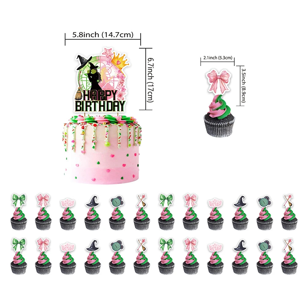 Wicked Theme Birthday Party Decoration Magic Witch Kids Party Ornaments Disposable Balloon Banner Cake Flag Hangings Supplies