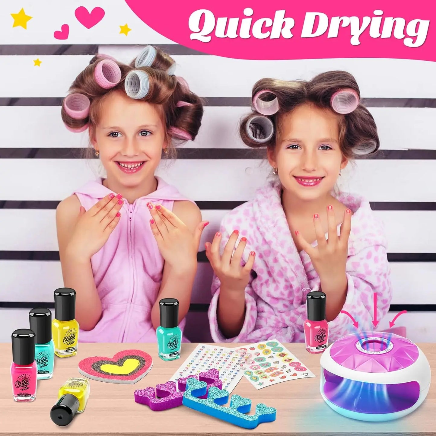 Girls Spa Kit with Foot Soak Tub, Nail Dryer & Bath Bombs, Fun Toys Gift for Ages 6-12