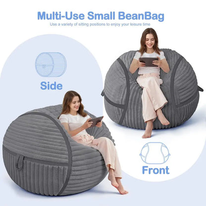 Bean Bag Chair 3FT Big Bean Bag Chairs for Adults with Memory Foam Filled,3Beanbag Chair with Soft Faux Fur Cover,Comfy Bean Bag