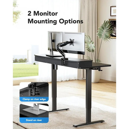 HUANUO Electric Standing Desk with 2 Drawers,C-Clamp Mount Compatible,Height Adjustable Computer Desk, Home Office Stand Up Desk
