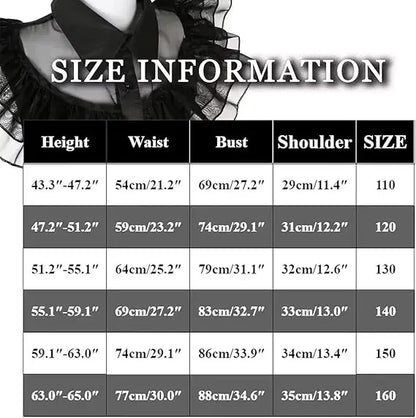  Wednesday Addams Cosplay Dress For Girl Kids Movie Black Dress Adult Women's Dress Halloween Carnival Party Role Play Set